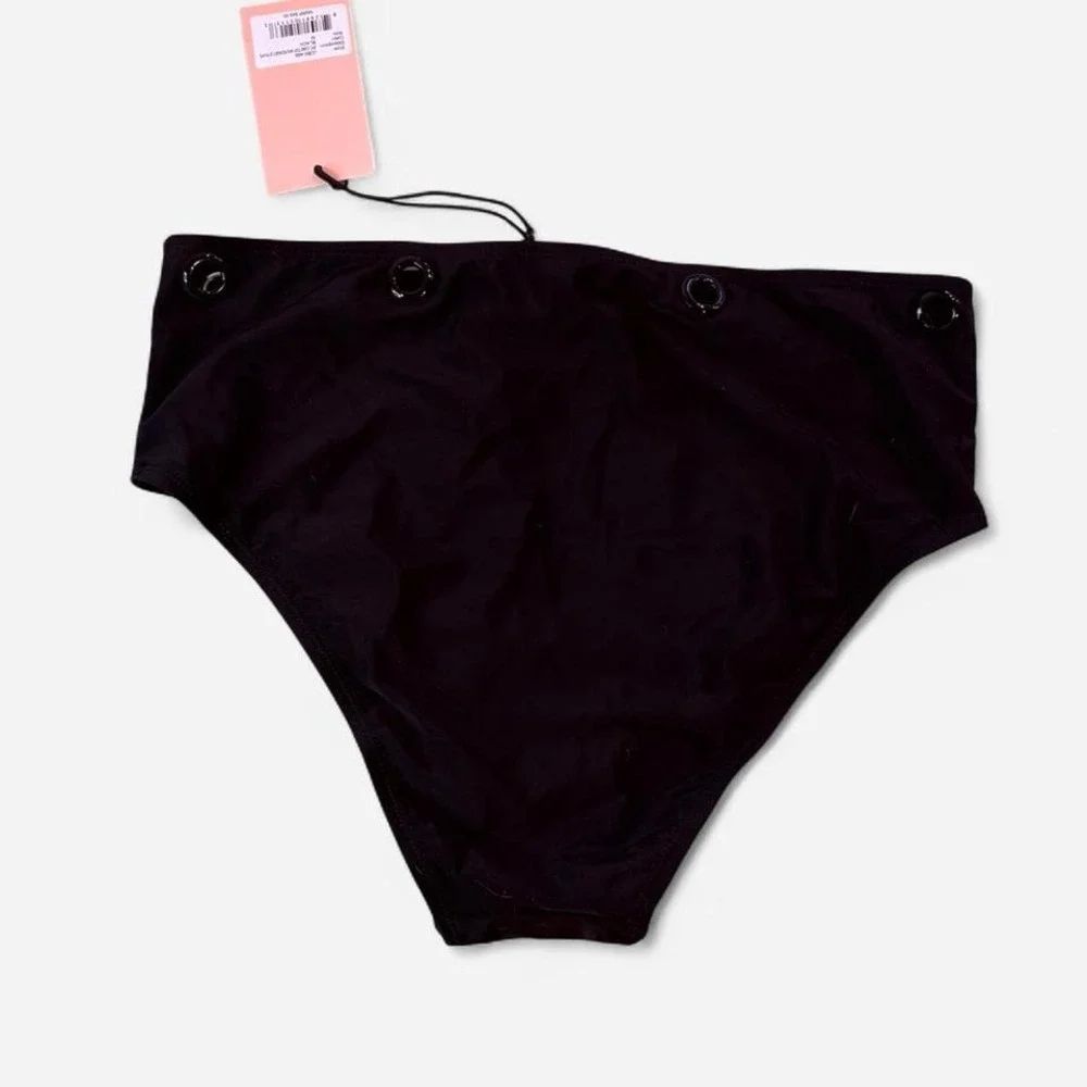 Juicy Couture‎ Black High Waisted Bikini Set Grommets Swimsuit - NEW WITH TAGS